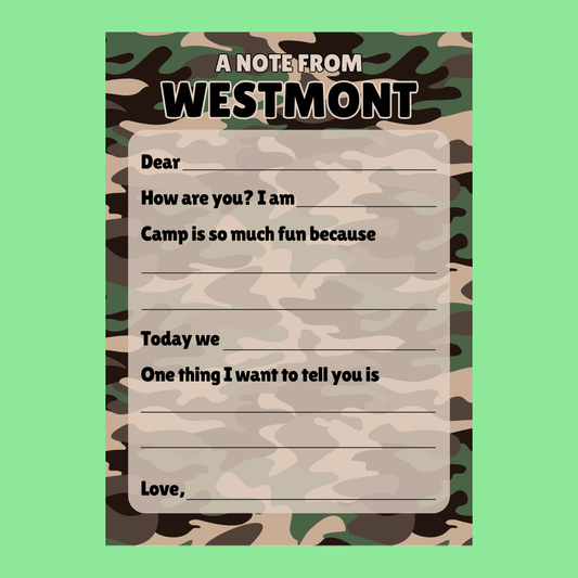 Camp Cards - Camo (Fill-In)