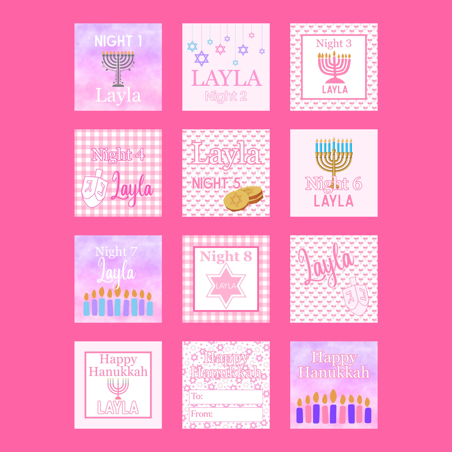 Preppy Hanukkah Labels