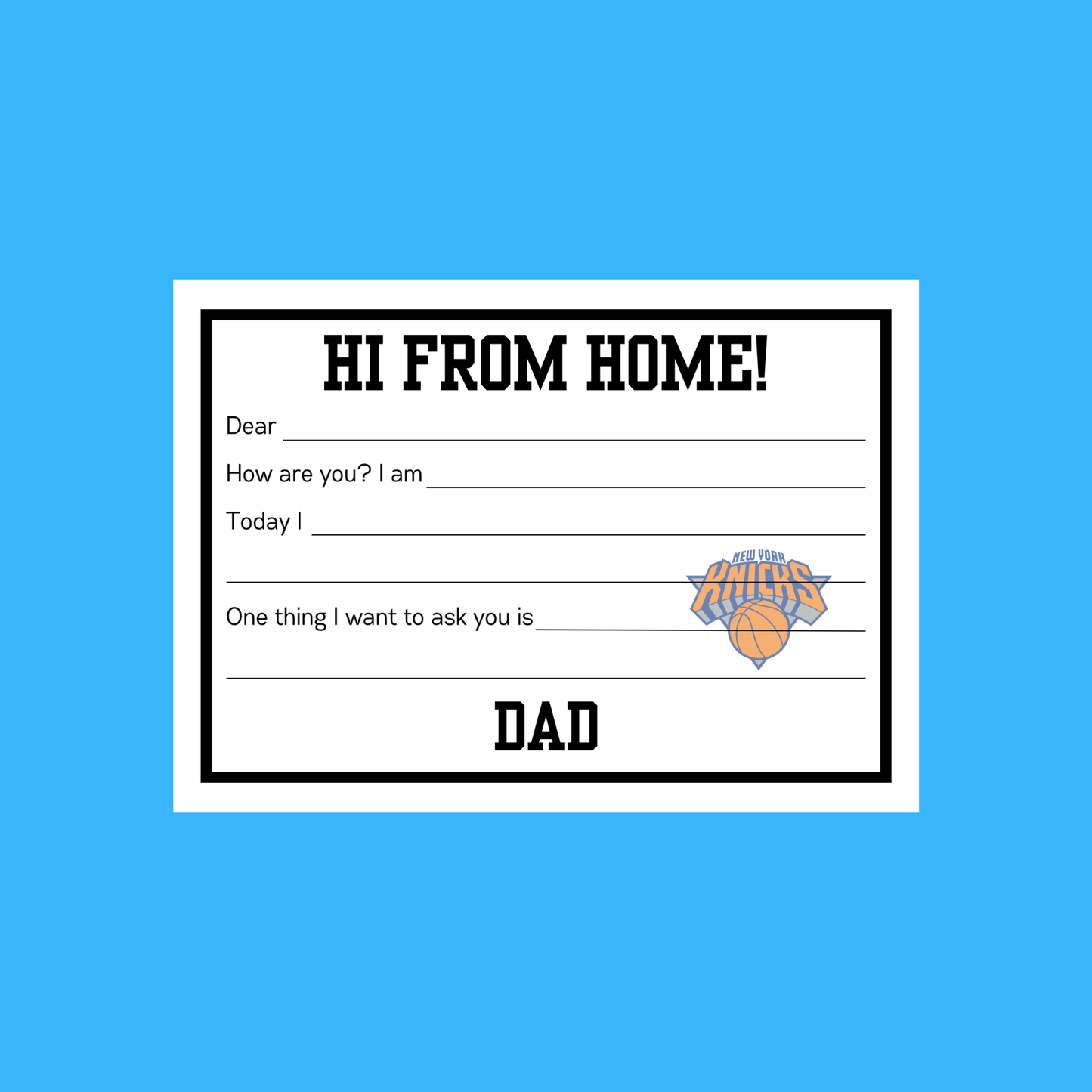 Custom Fill-In Cards - FROM HOME
