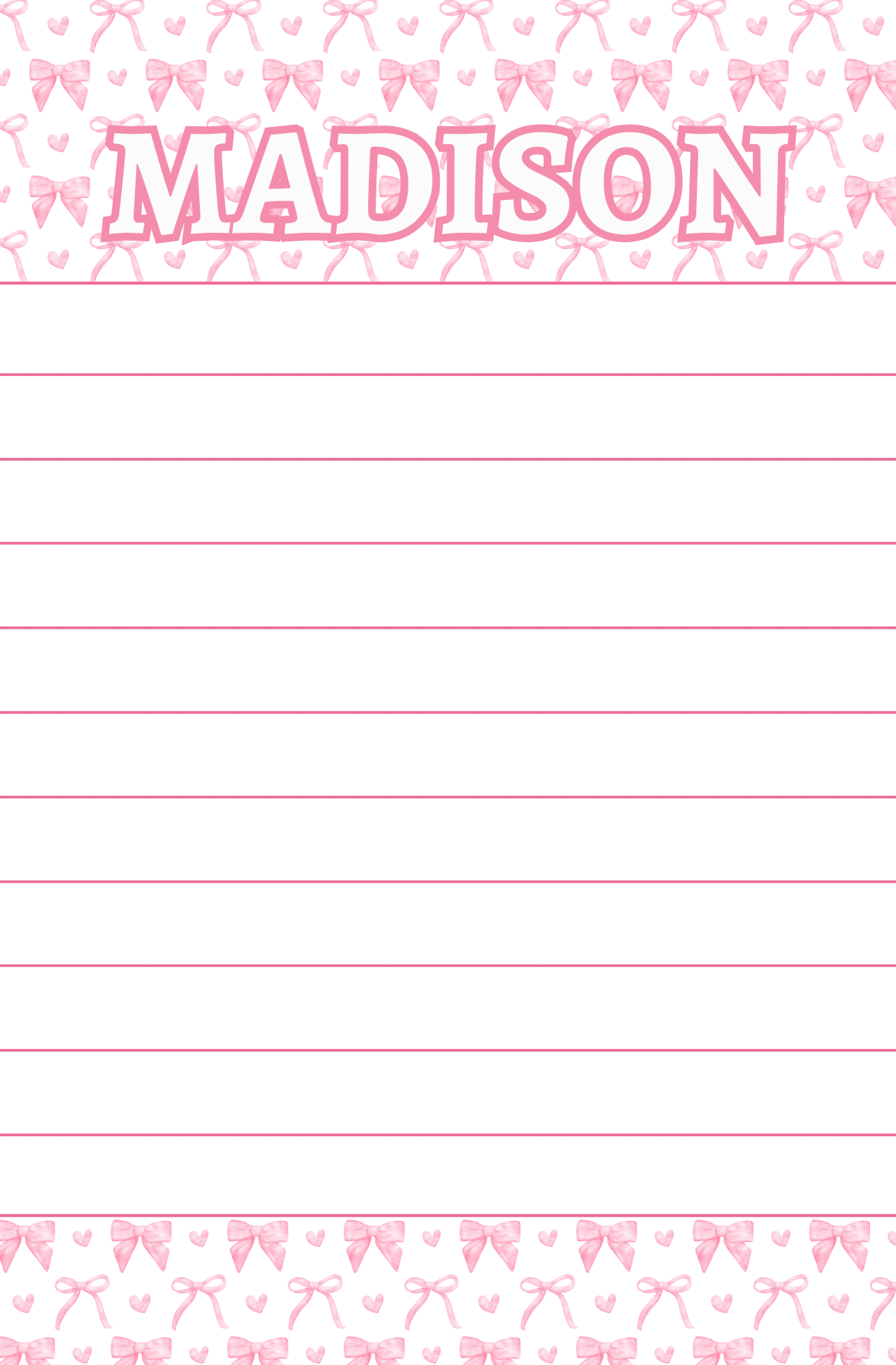 Pink Bows Notepad