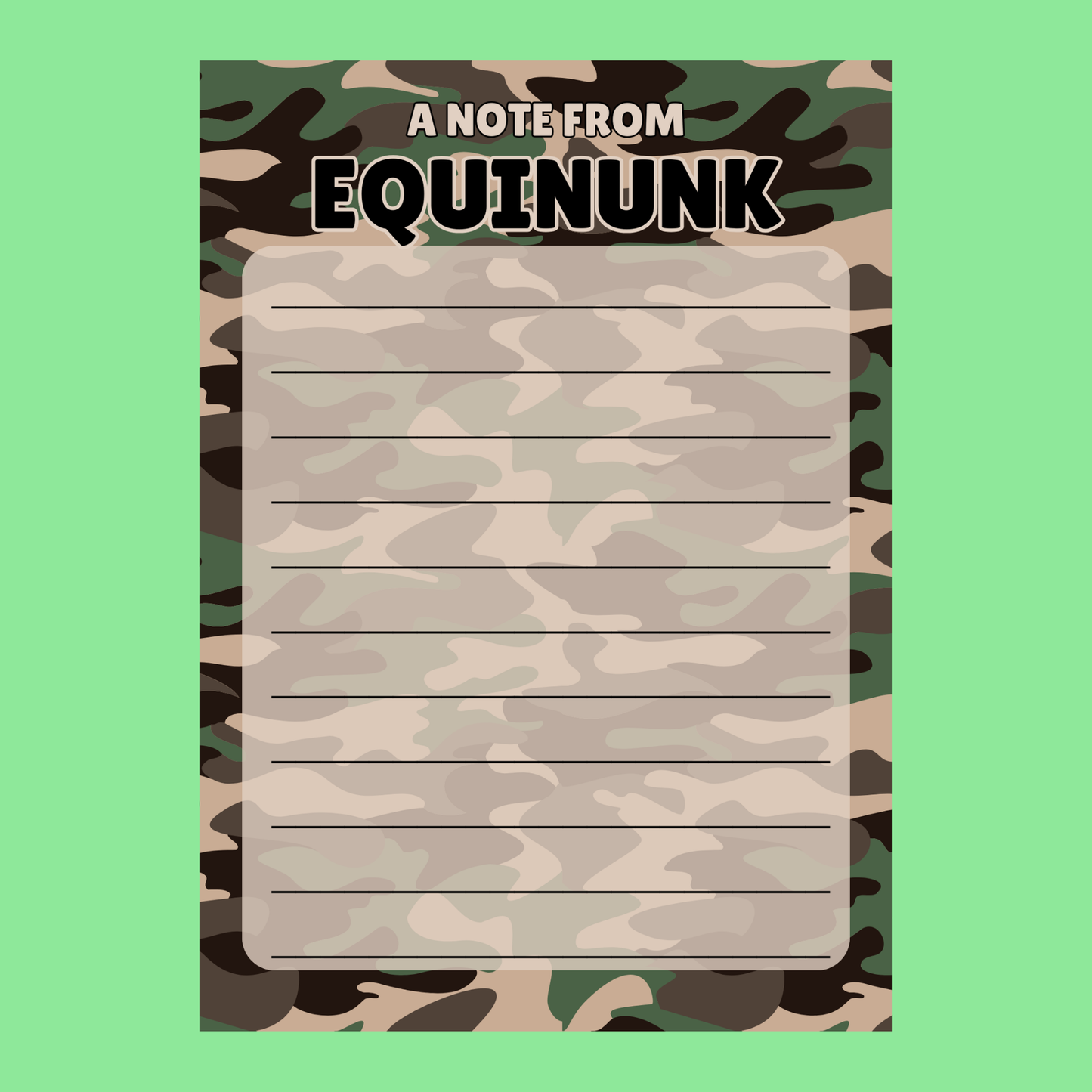 Camp Cards - Camo (Lined)