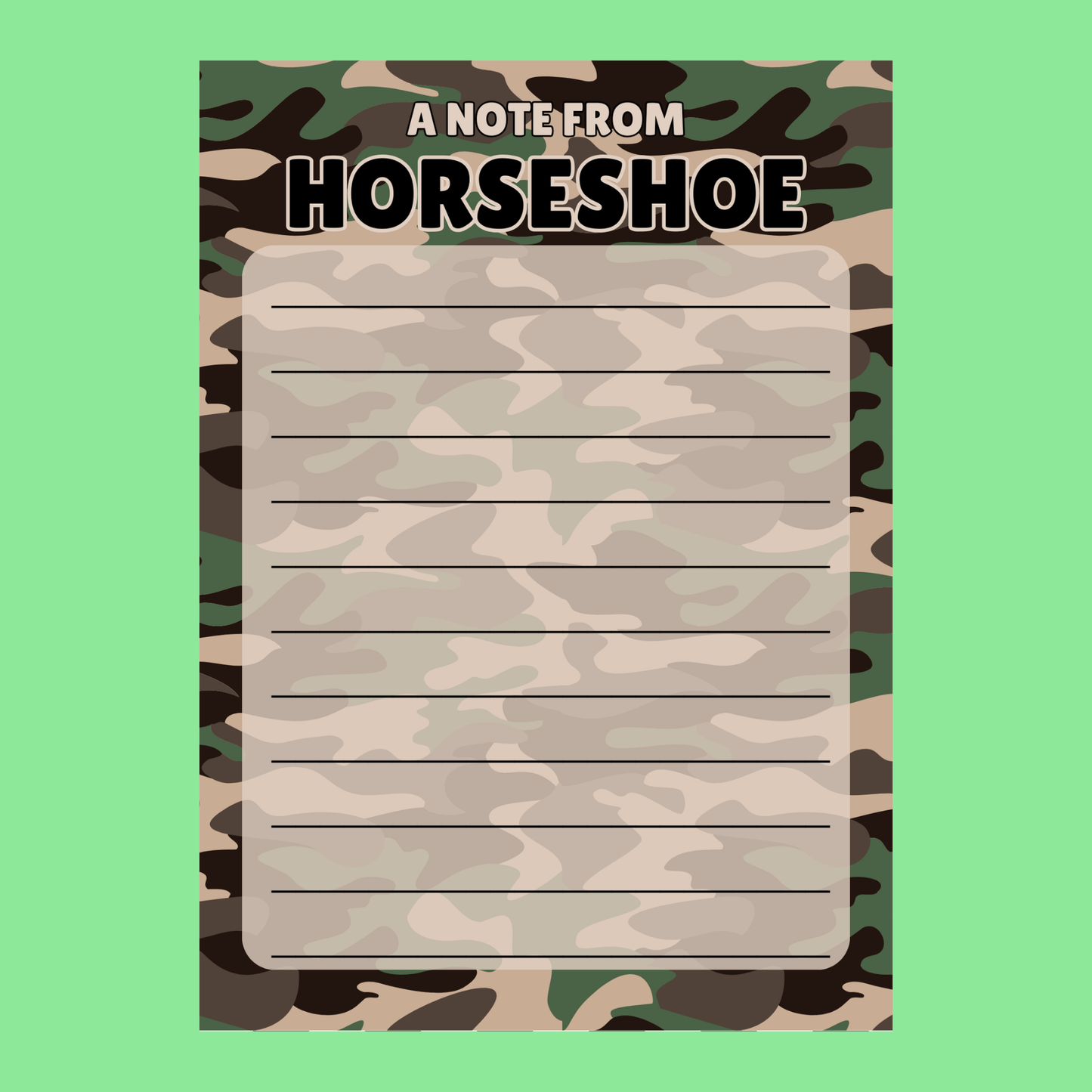 Camp Cards - Camo (Lined)