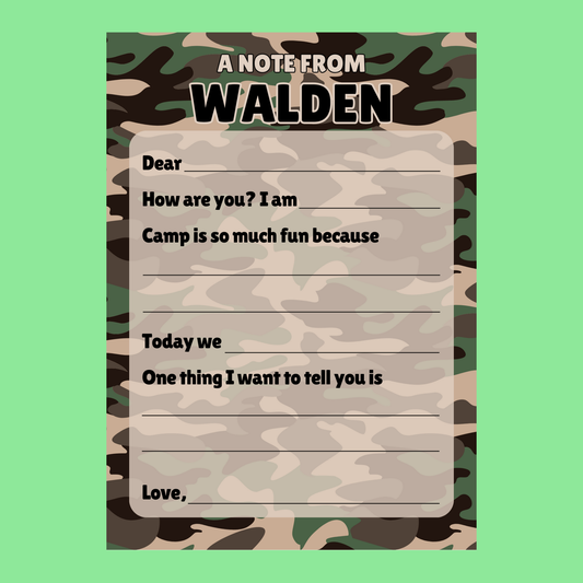 Camp Cards - Camo (Fill-In)