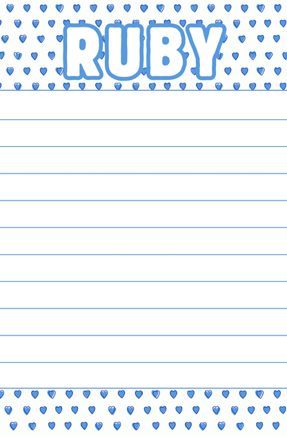Blue Hearts Notepad
