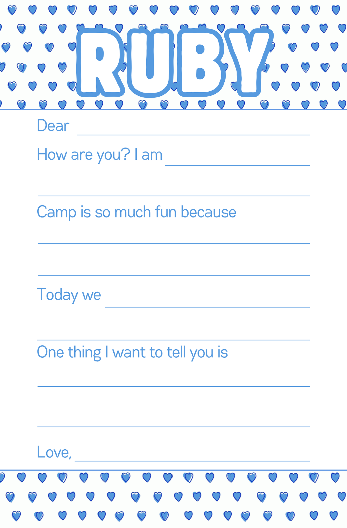 Blue Hearts Notepad
