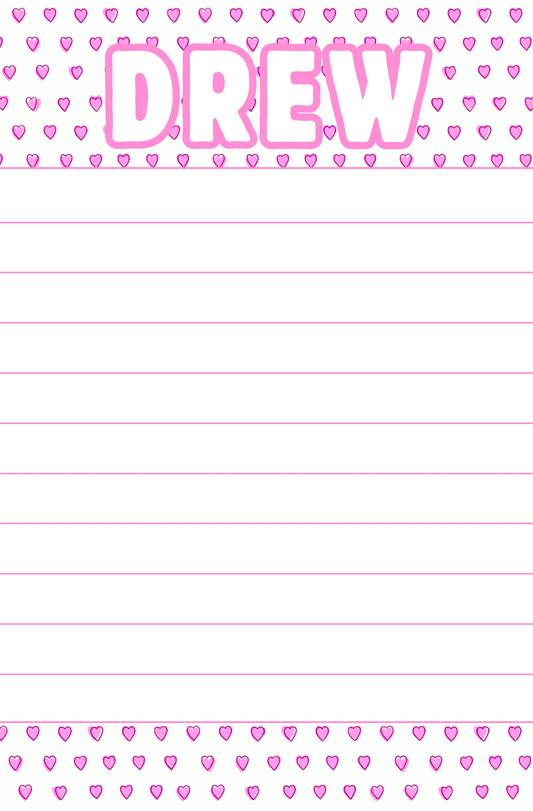 Pink Hearts Notepad