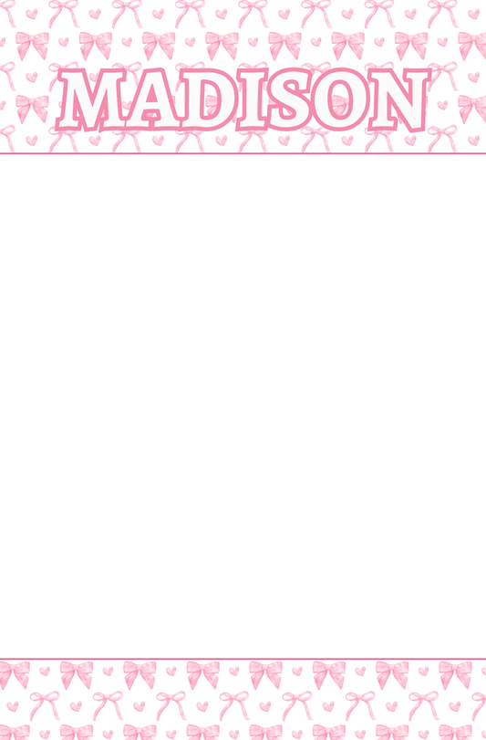 Pink Bows Notepad